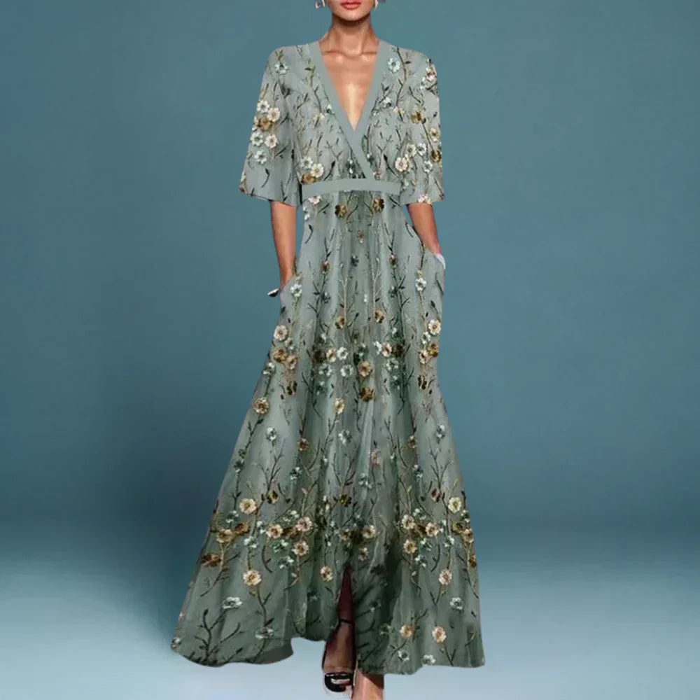 Embroidered Floral Maxi Dress — Wedding Guest Style