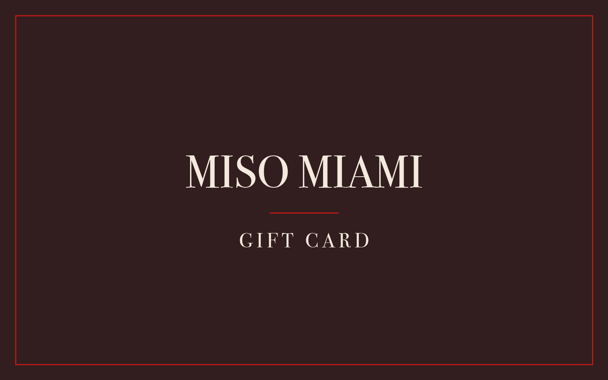 Miso Miami gift card with gift card text and red border