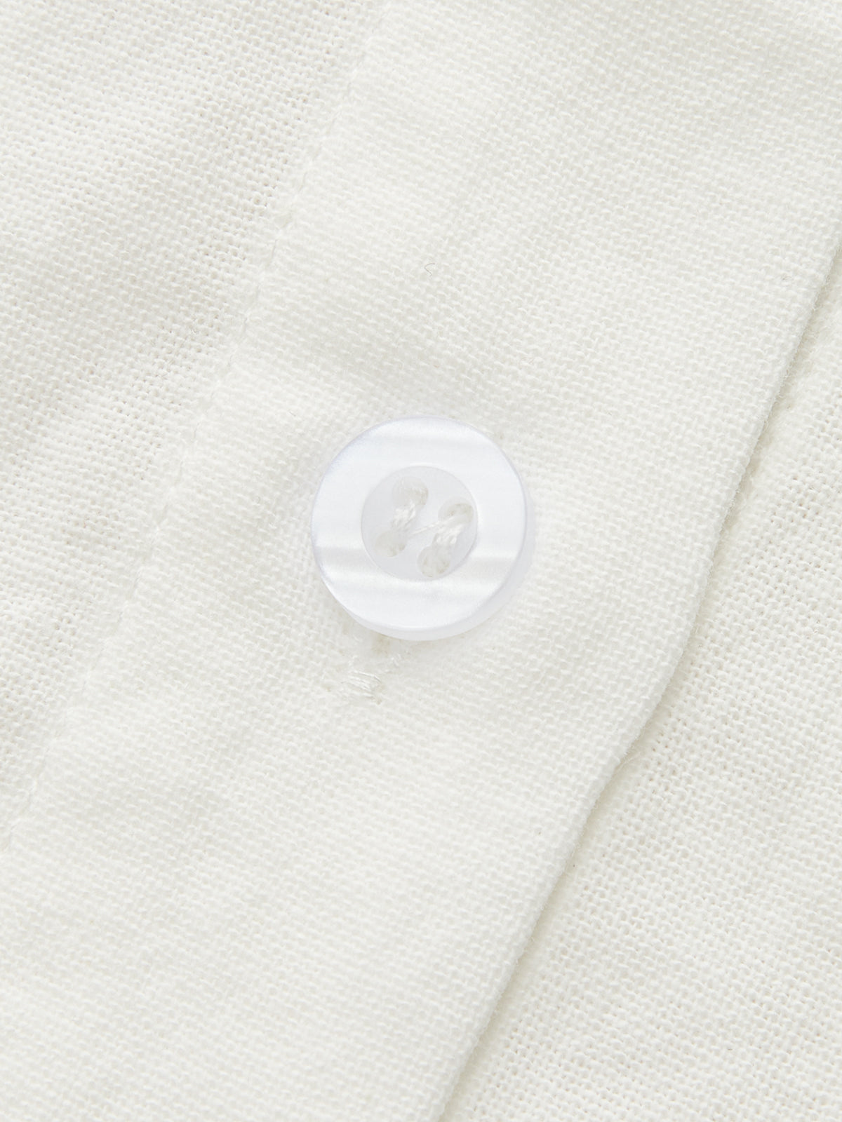 White linen button detail on an oversized button shirt