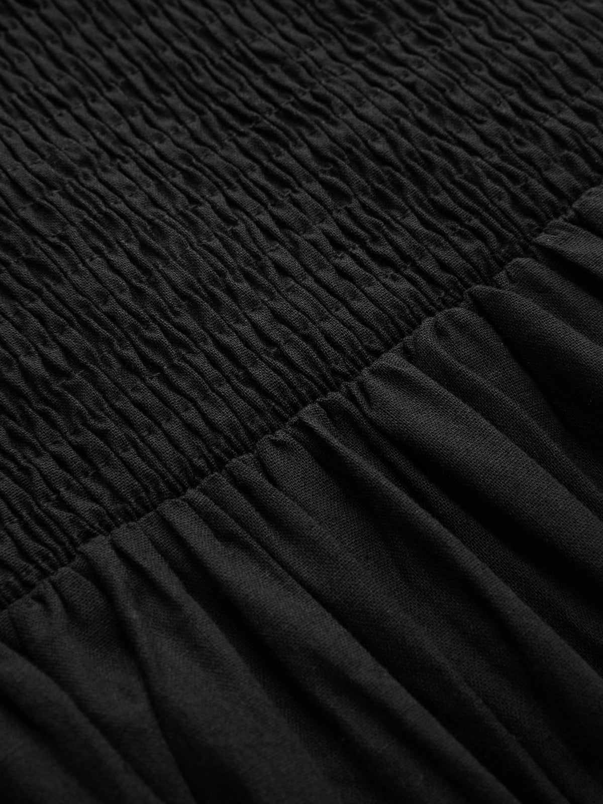 Black textured woven fabric close-up for the maxi dress