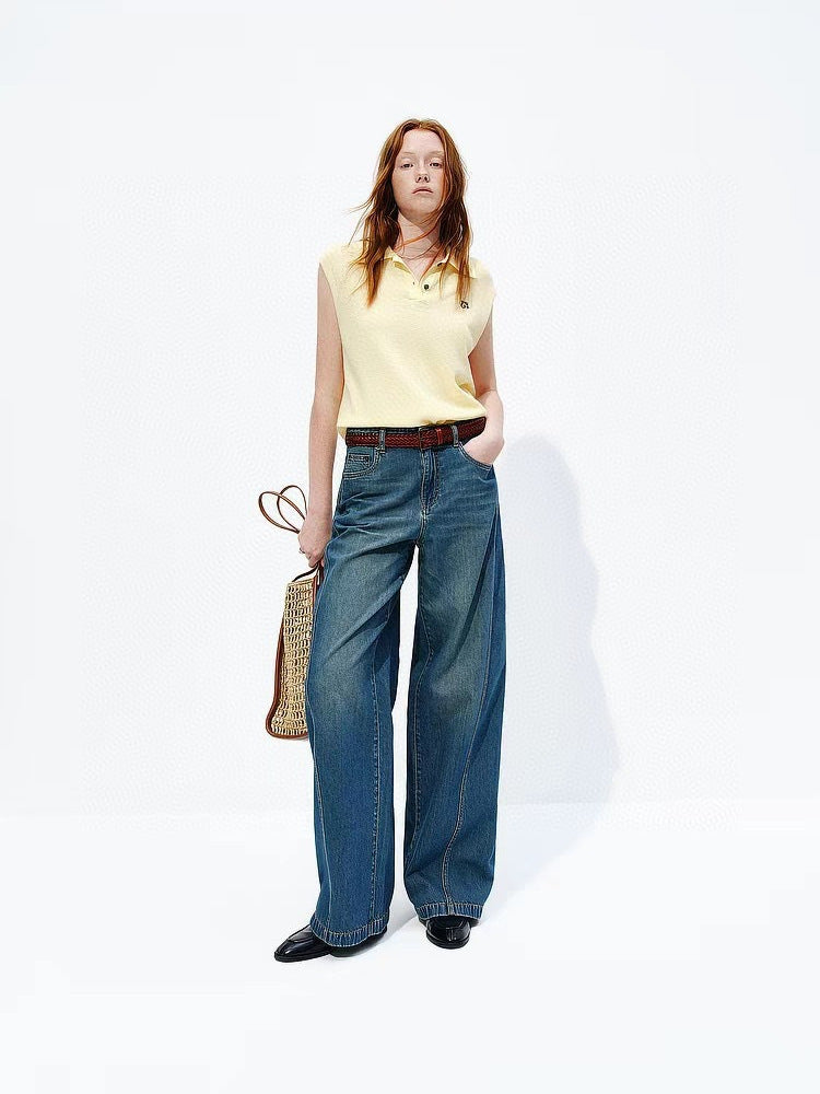 Sleeveless Knit Polo Top for Women — Collared Sweater Vest Style in Fine Cotton