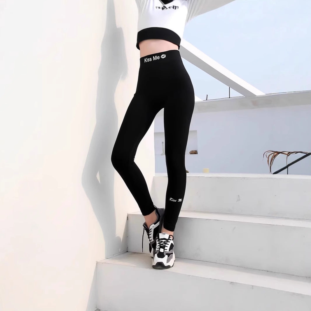 High Waisted Leggings for Women — Slogan Waistband and Ankle Length Skinny Fit in Modal