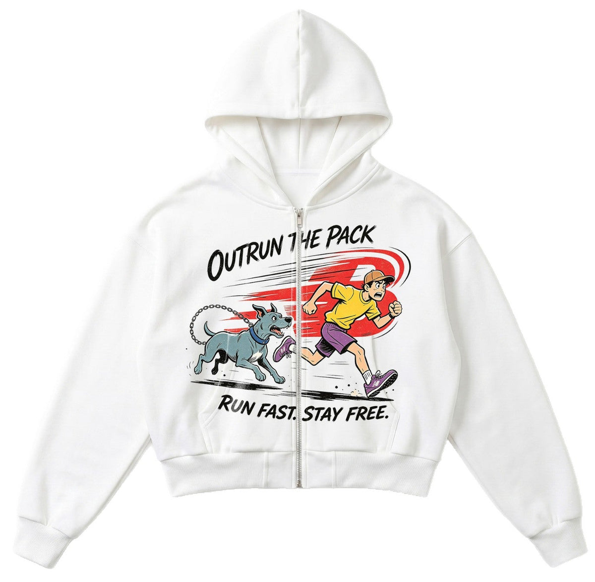 Zip Up Hoodie for Women — Oversized Graphic Print Style in Cotton Fleece