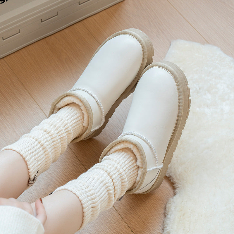 Platform Mini Snow Boots for Women — Fleece Lined Winter Ankle Boot in Faux Leather