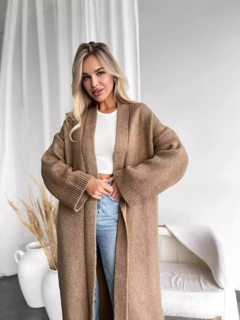 Duster Cardigan for Women — Longline Open Front with Shawl Collar in Soft Wool
