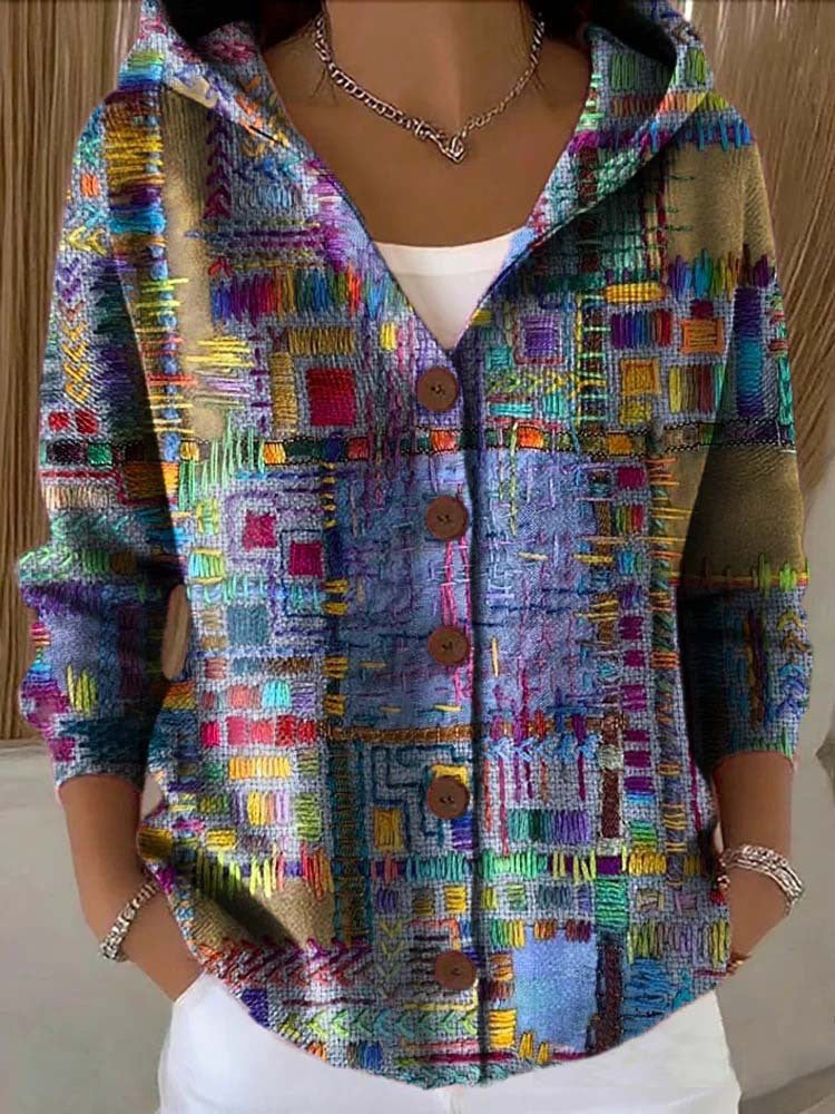 Hooded Cardigan for Women — Button Front Relaxed Knit in Soft Cotton with a Hood