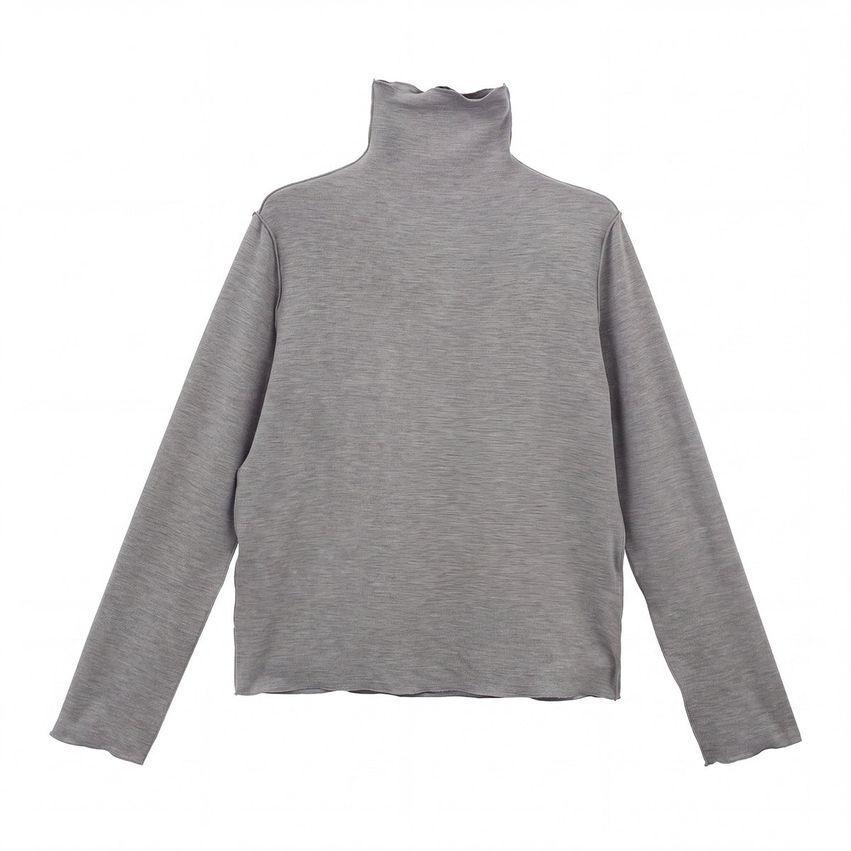 Women’s mock-neck long-sleeve top, light gray color