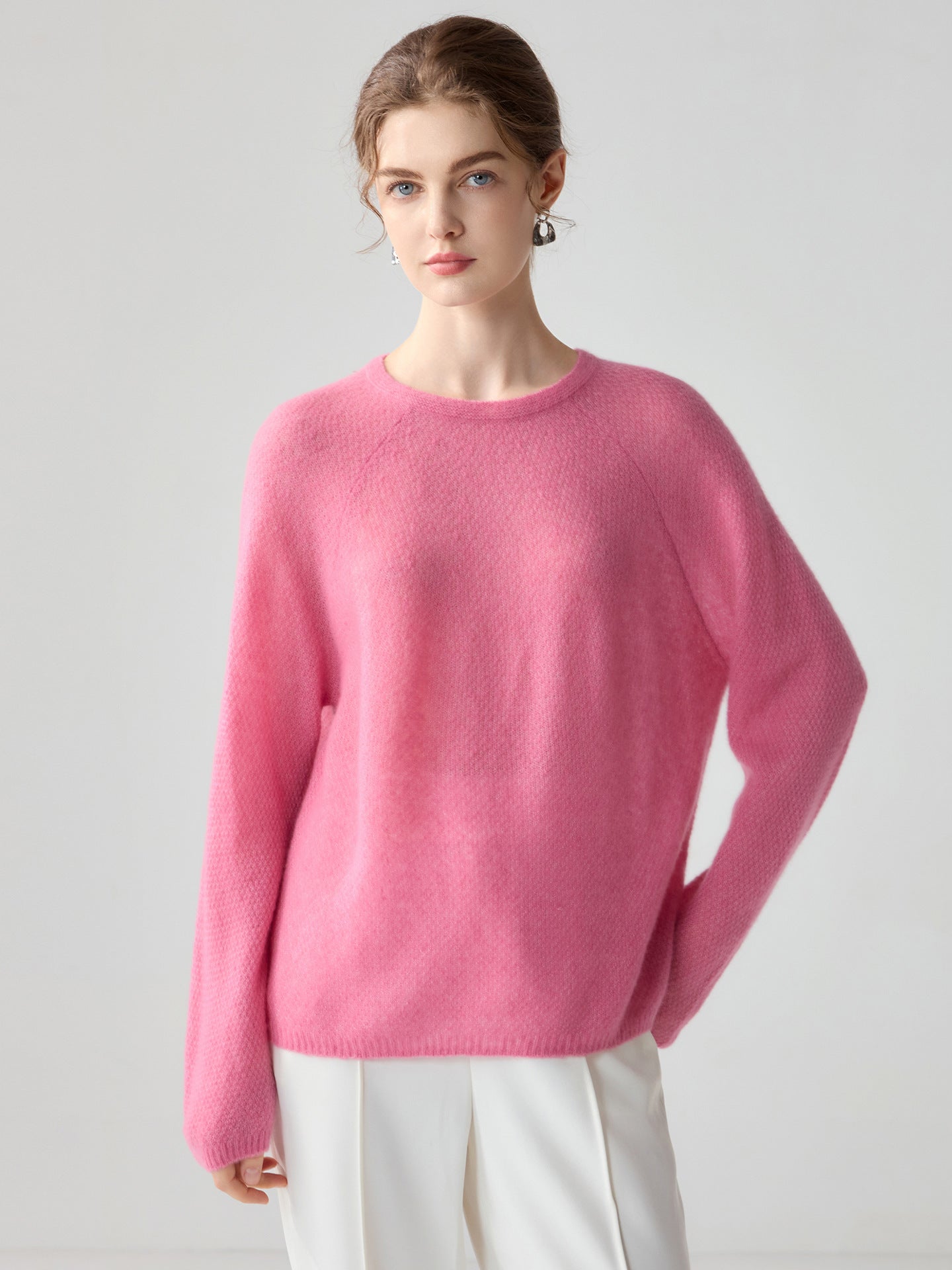 Cashmere Sweater for Women — Soft Relaxed Fit Crew Neck Pullover Knit