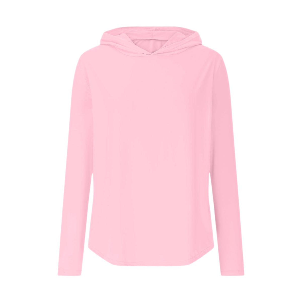 Women's hooded sun protection shirt, long-sleeve, pink hooded design (flat view)