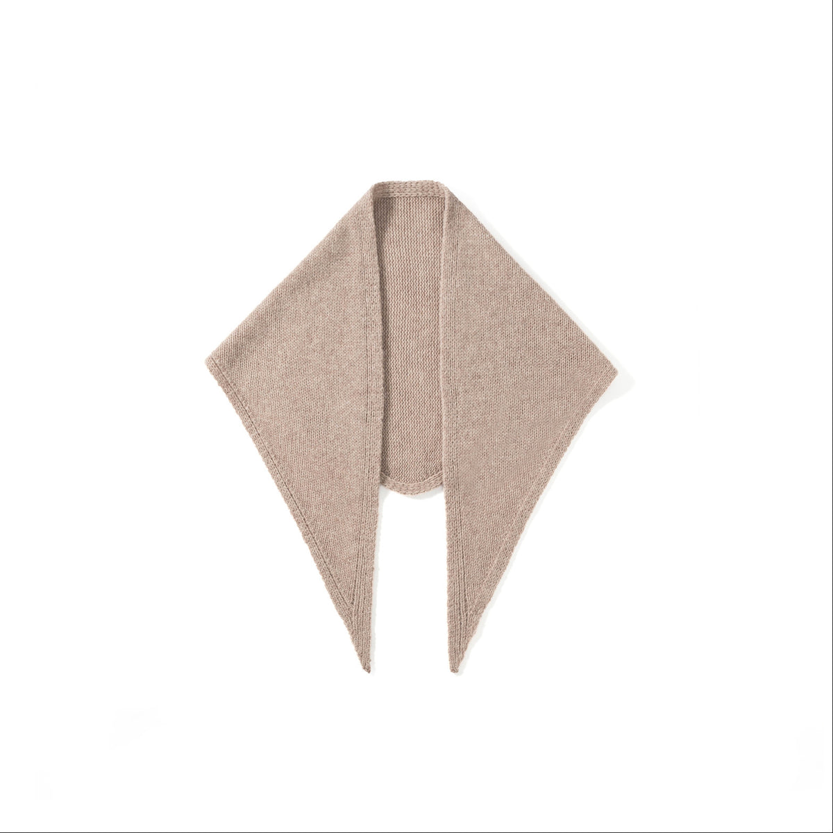 Wool triangle scarf in taupe beige, knitted wrap with draped shape