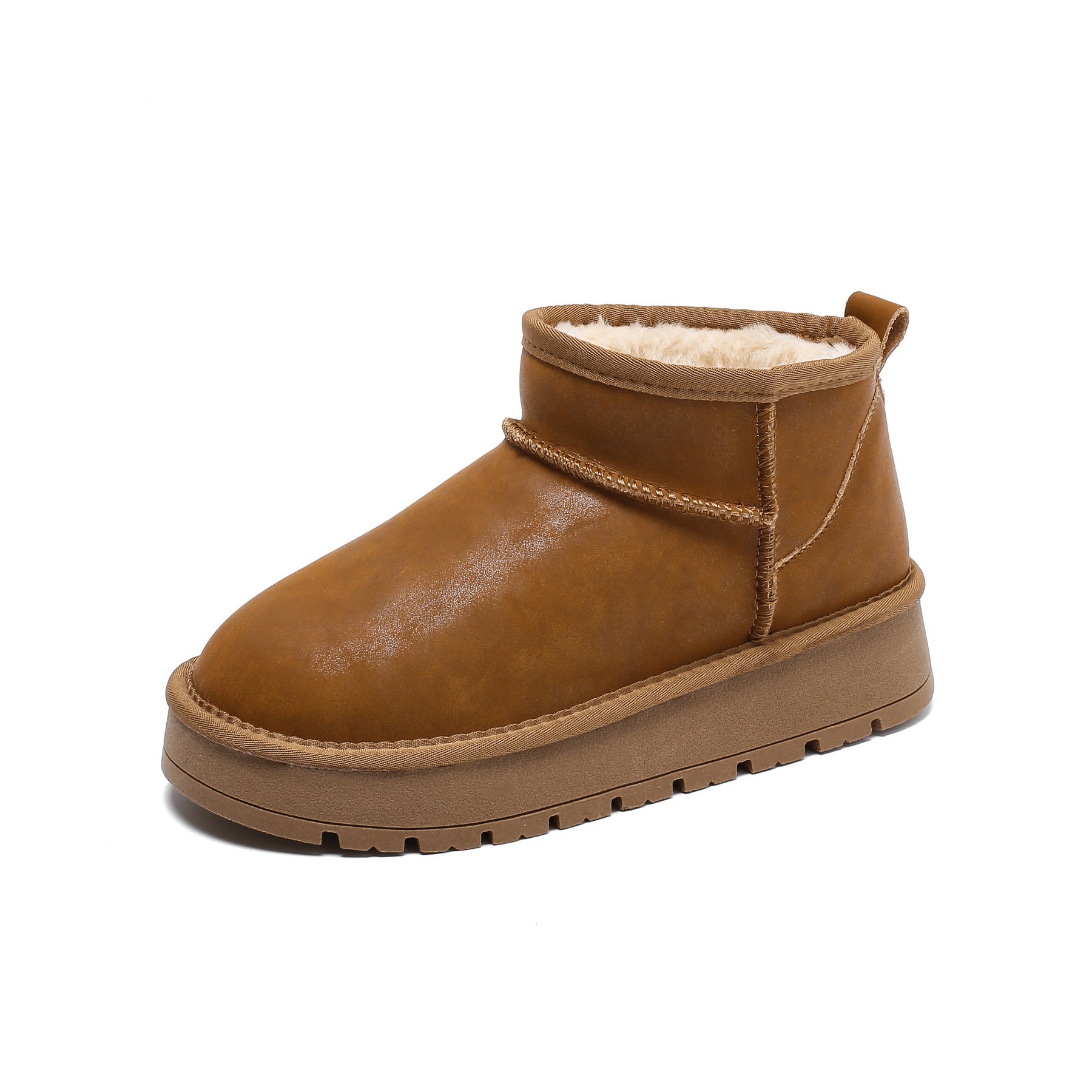 Platform Mini Snow Boots for Women — Fleece Lined Winter Ankle Boot in Faux Leather
