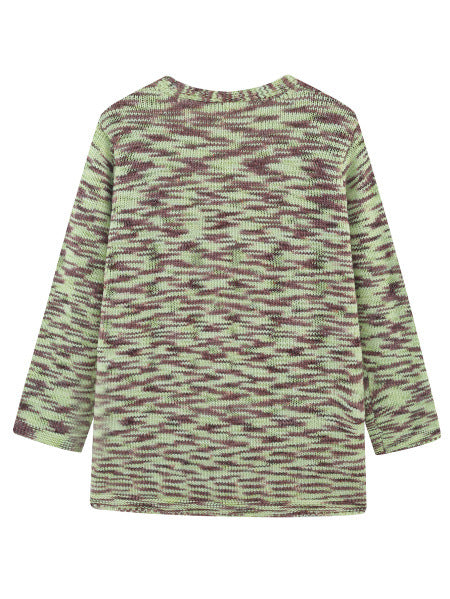 Open Front Cardigan for Women — Long Marled Knit Sweater with Relaxed Drop Shoulder in Cotton