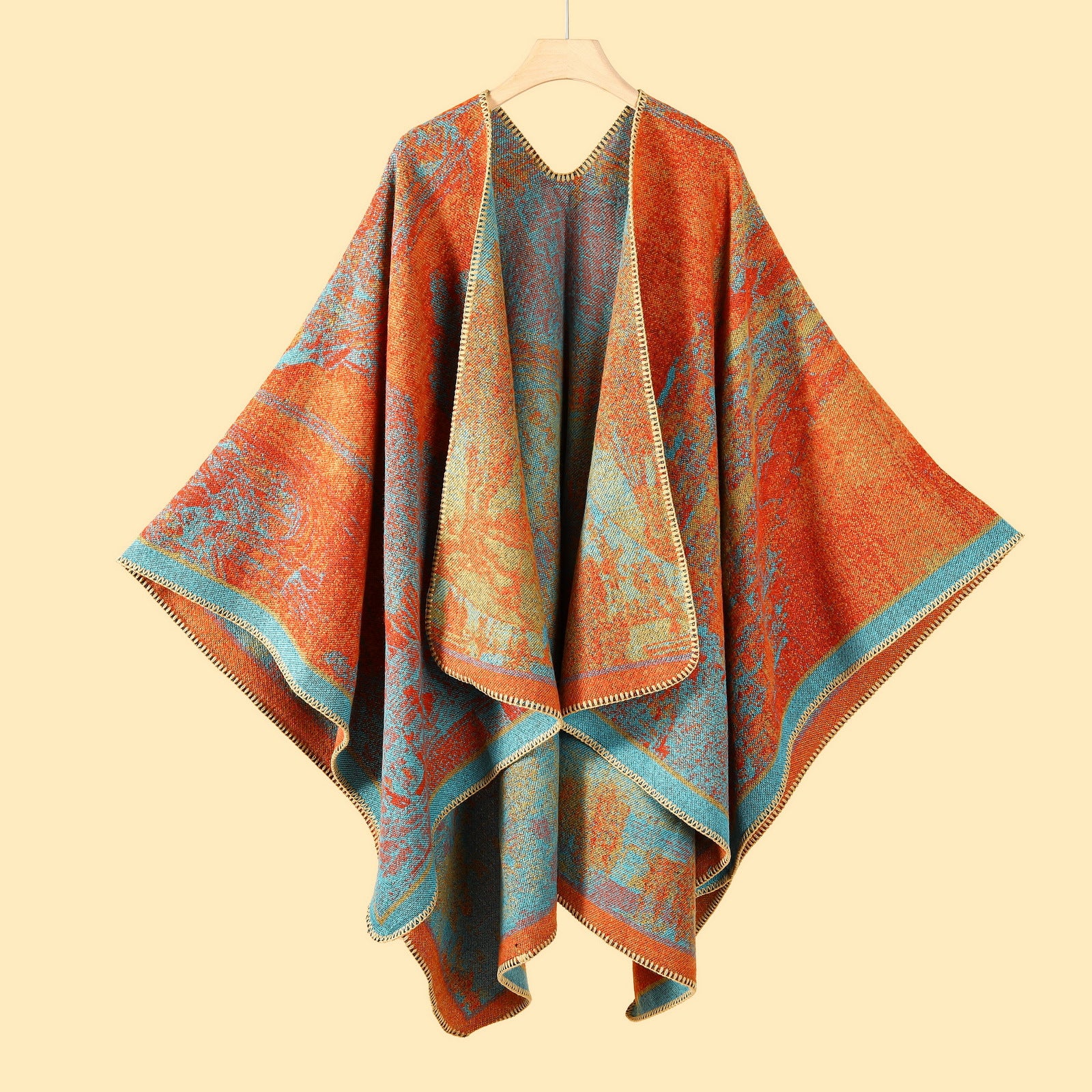 Reversible Poncho Cape for Women — Open Front Blanket Shawl Wrap in Soft Cashmere