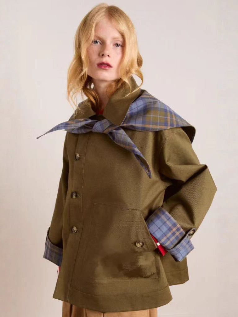 Chore Jacket for Women — Oversized Utility Barn Coat with Patch Pockets in Cotton Twill