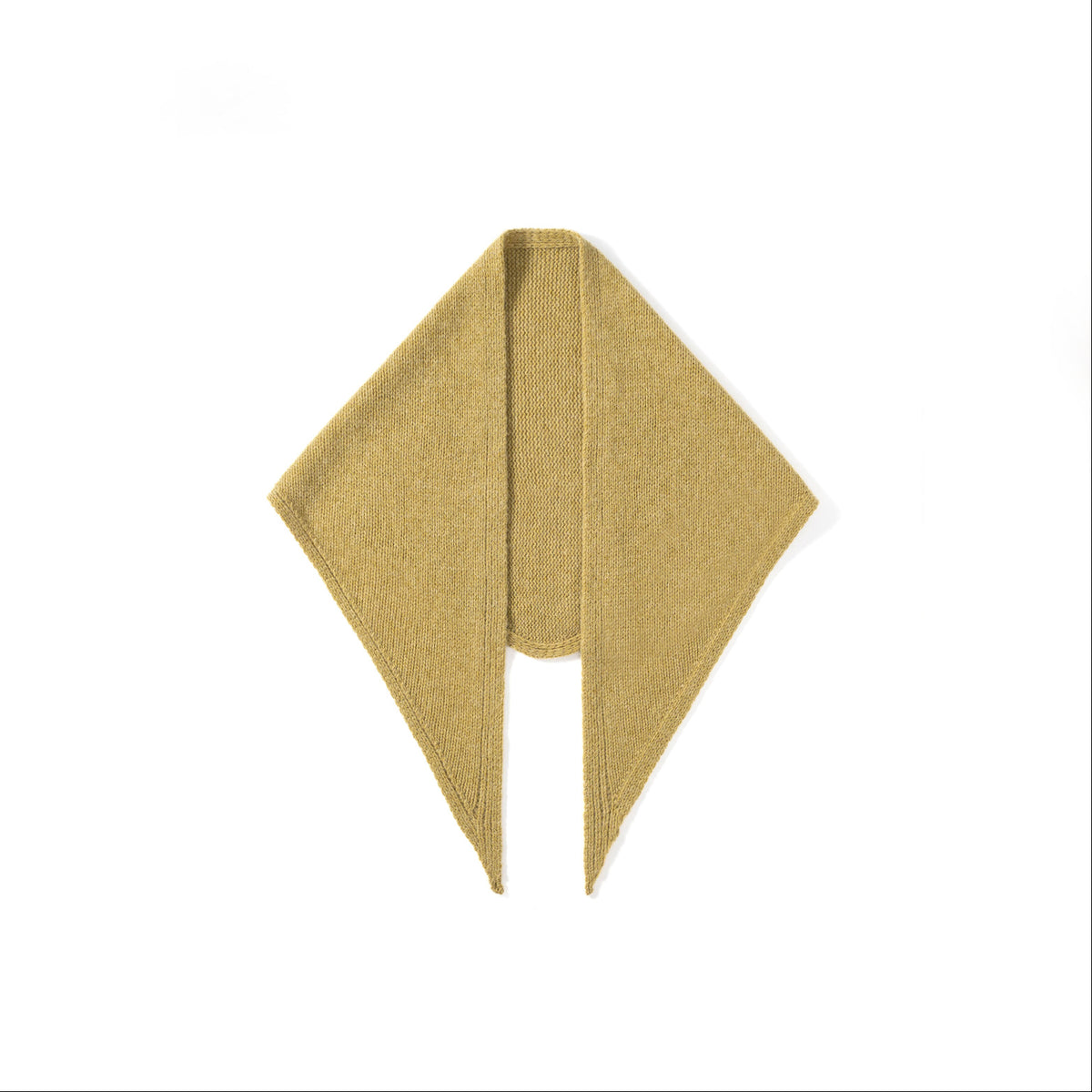 Women’s knitted triangle scarf in mustard yellow, long tie ends