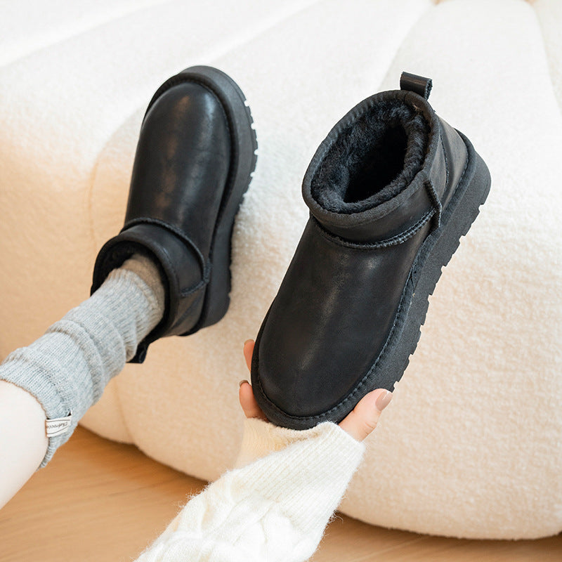 Platform Mini Snow Boots for Women — Fleece Lined Winter Ankle Boot in Faux Leather
