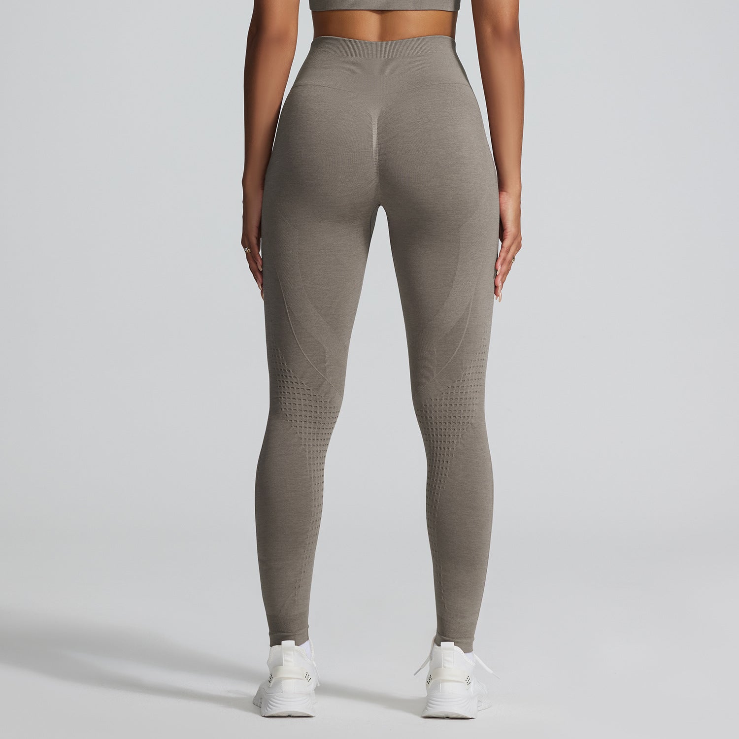 Marled Seamless Leggings for Women — High Waisted Jacquard Knit Fit in Stretch Nylon