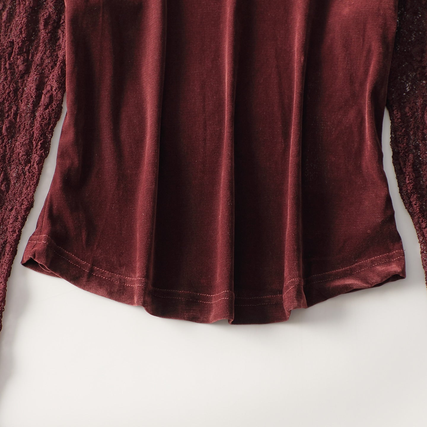 Velvet Top for Women — Dressy Long Sleeve Style with Sheer Lace Sleeves