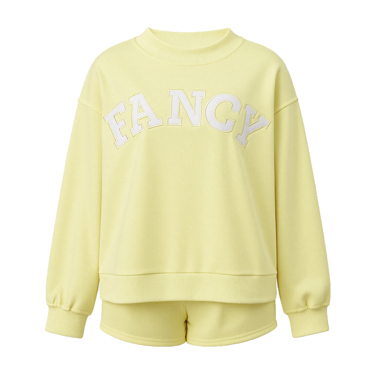 Sweatshirt and Shorts Set for Women — Varsity Letter Two Piece Loungewear in Fleece
