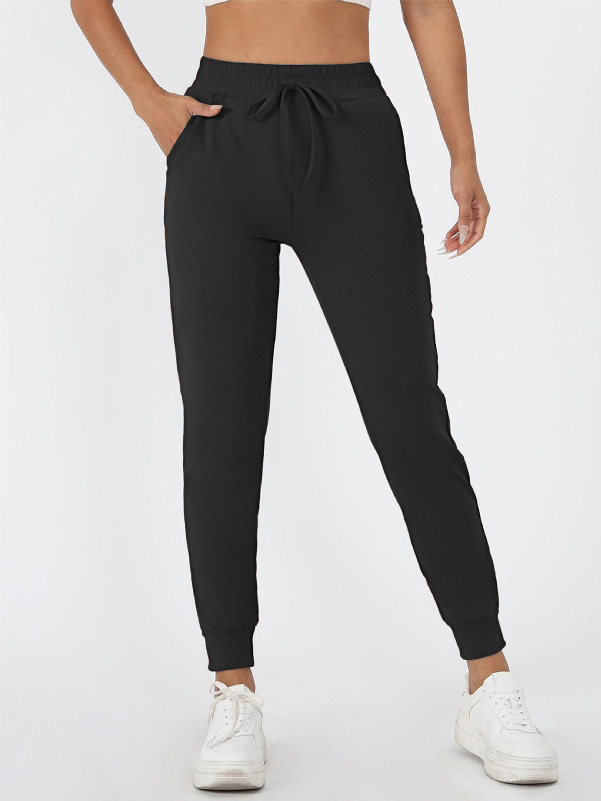 Jogger Sweatpants for Women — High Waisted Slim Fit in Soft Stretch Polyester