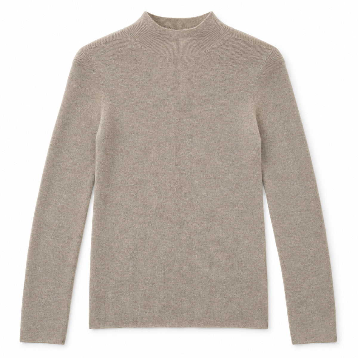 Women’s long-sleeve half high-neck knit pullover base layer in light khaki