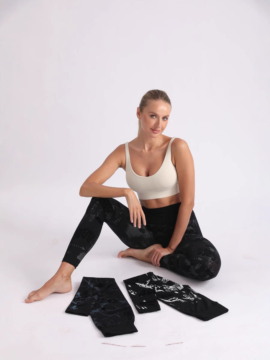 Printed Seamless Leggings for Women — High Waisted Squat Proof Fit in Stretch Nylon