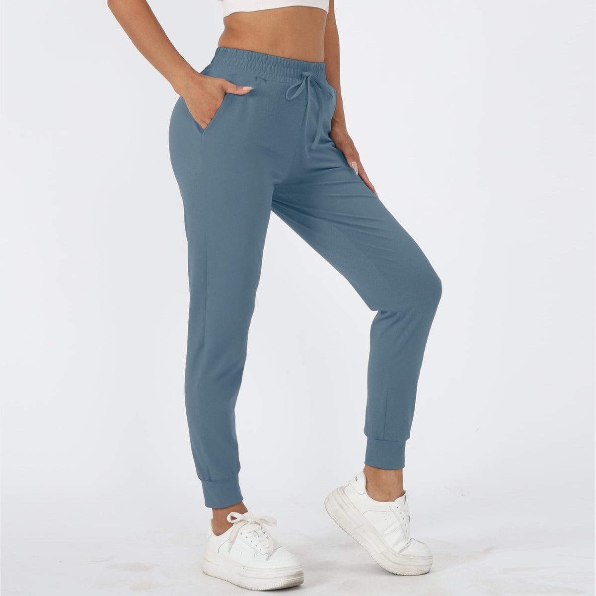 Jogger Sweatpants for Women — High Waisted Slim Fit in Soft Stretch Polyester