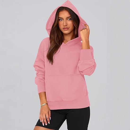 Fleece Hoodie for Women — Oversized Pullover with Kangaroo Pocket and Drop Shoulders