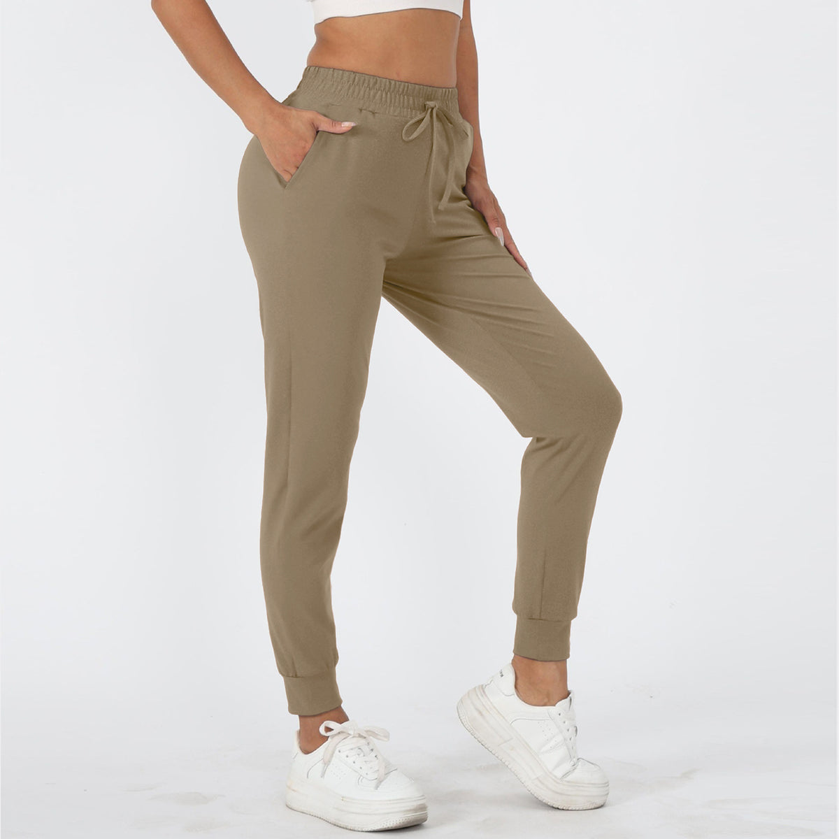 Jogger Sweatpants for Women — High Waisted Slim Fit in Soft Stretch Polyester