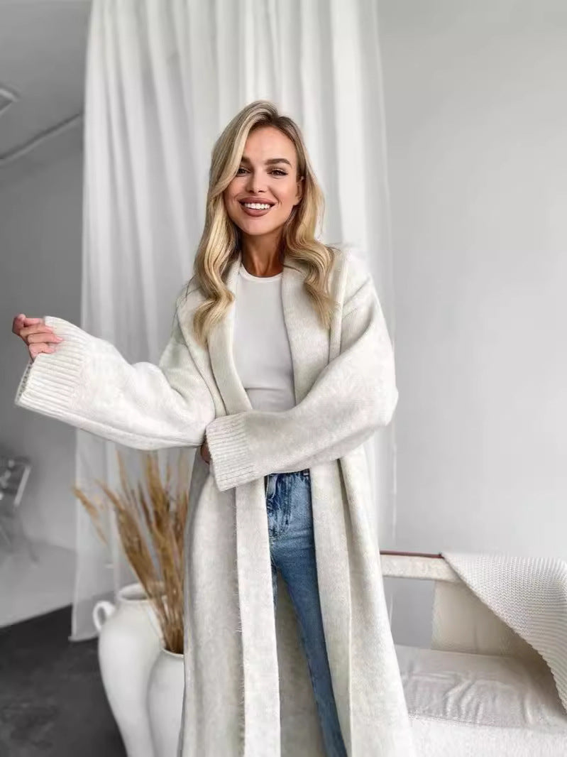 Duster Cardigan for Women — Longline Open Front with Shawl Collar in Soft Wool