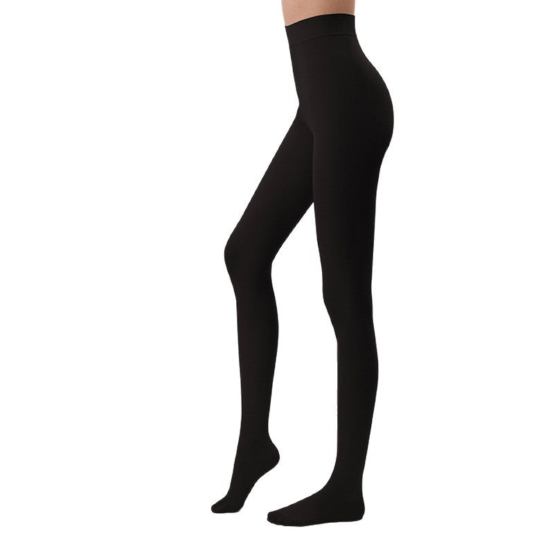 Opaque black pantyhose with smooth leg fit and closed-toe coverage