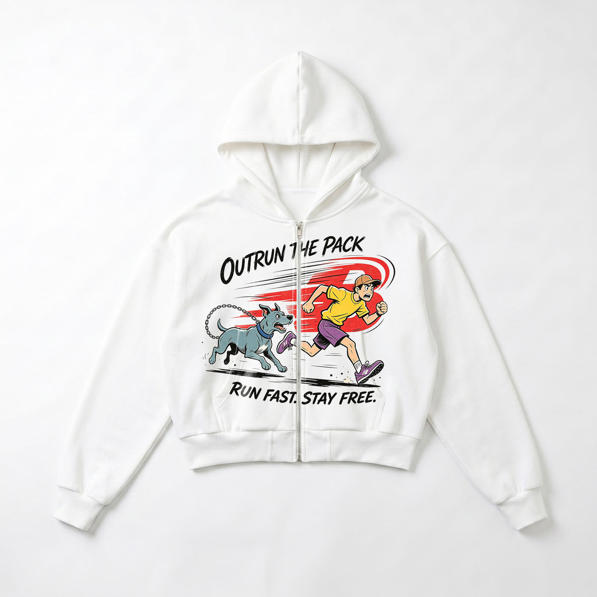Zip Up Hoodie for Women — Oversized Graphic Print Style in Cotton Fleece
