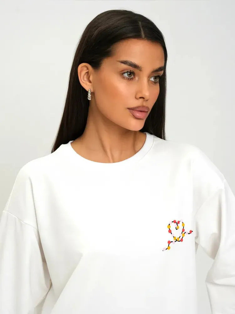 Graphic Long Sleeve Top for Women — Oversized Cat Print Tee in Pure Cotton