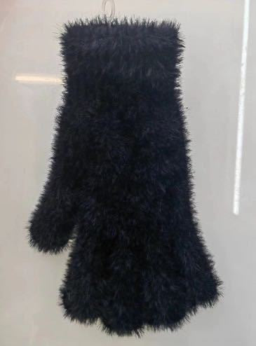 Black plush winter gloves with long cuffs
