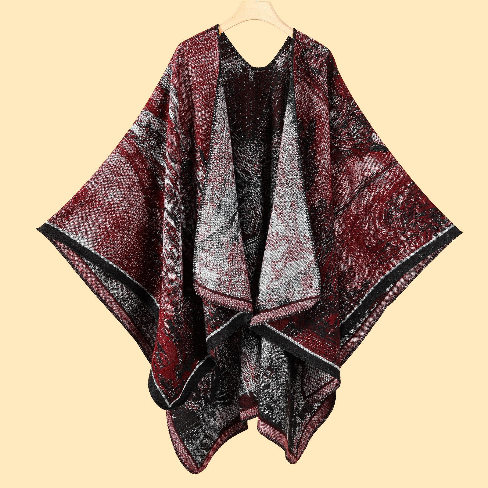 Reversible Poncho Cape for Women — Open Front Blanket Shawl Wrap in Soft Cashmere