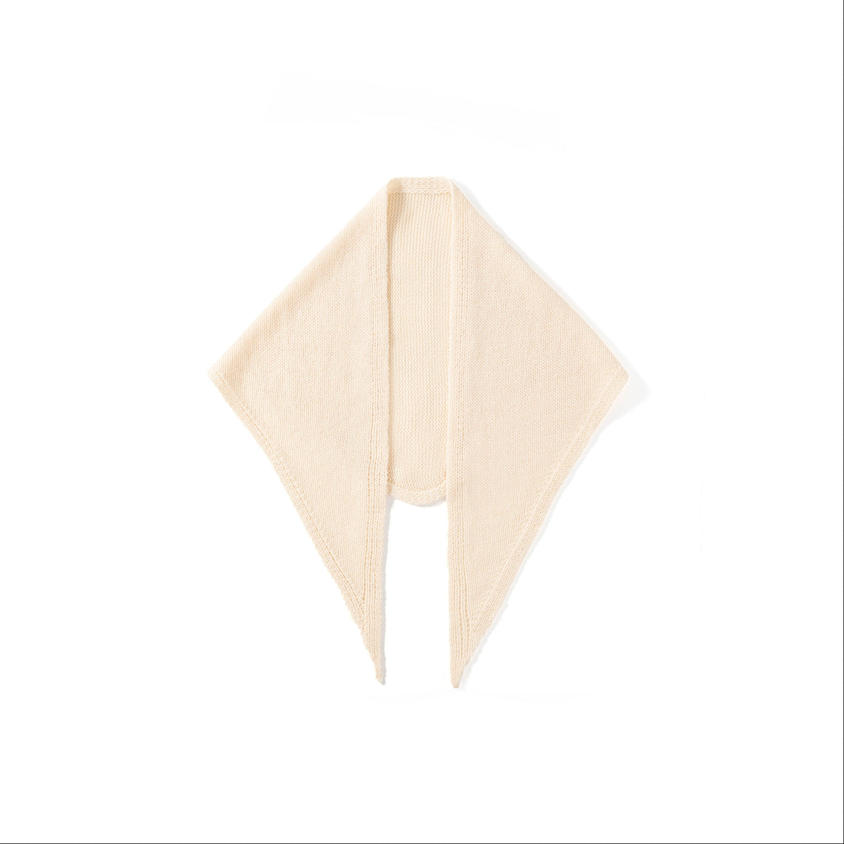 Women’s knitted triangle scarf in off-white, long tie ends