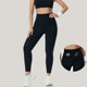 High-waisted leggings with pockets, black squat-proof style
