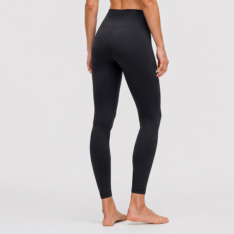 Lulu women's high-waisted yoga leggings, fitted ankle-length, black