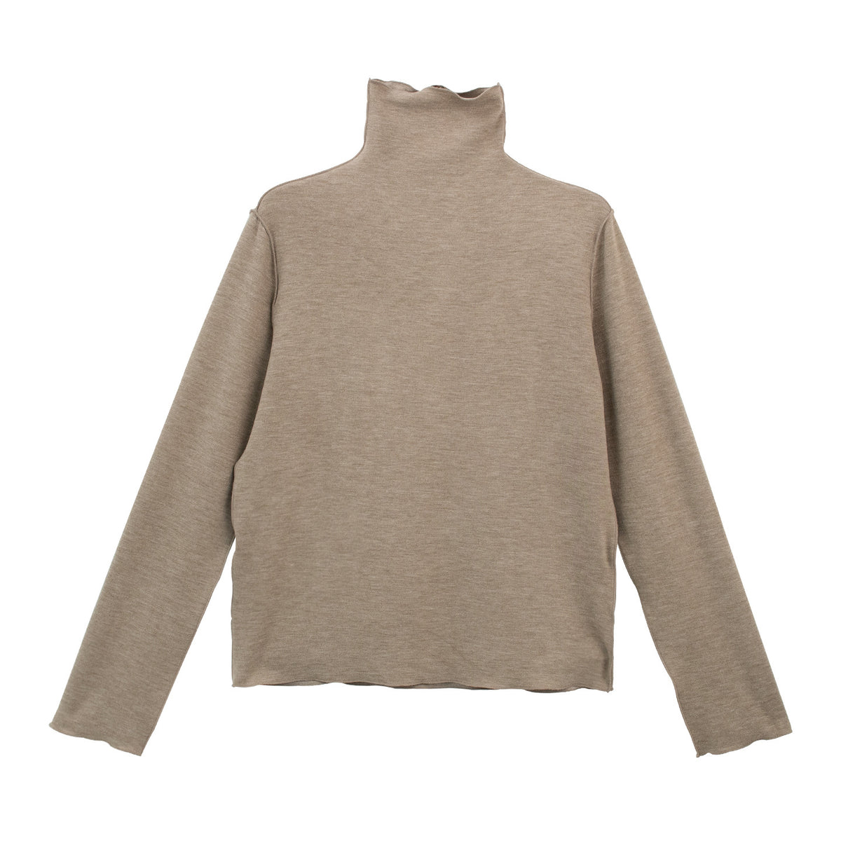 Women’s mock-neck long-sleeve top, oatmeal beige color