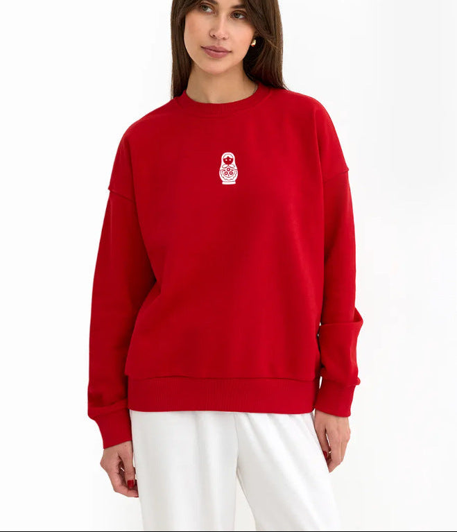 Oversized Crewneck Sweatshirt for Women — Drop Shoulder Pullover in Cotton Fleece