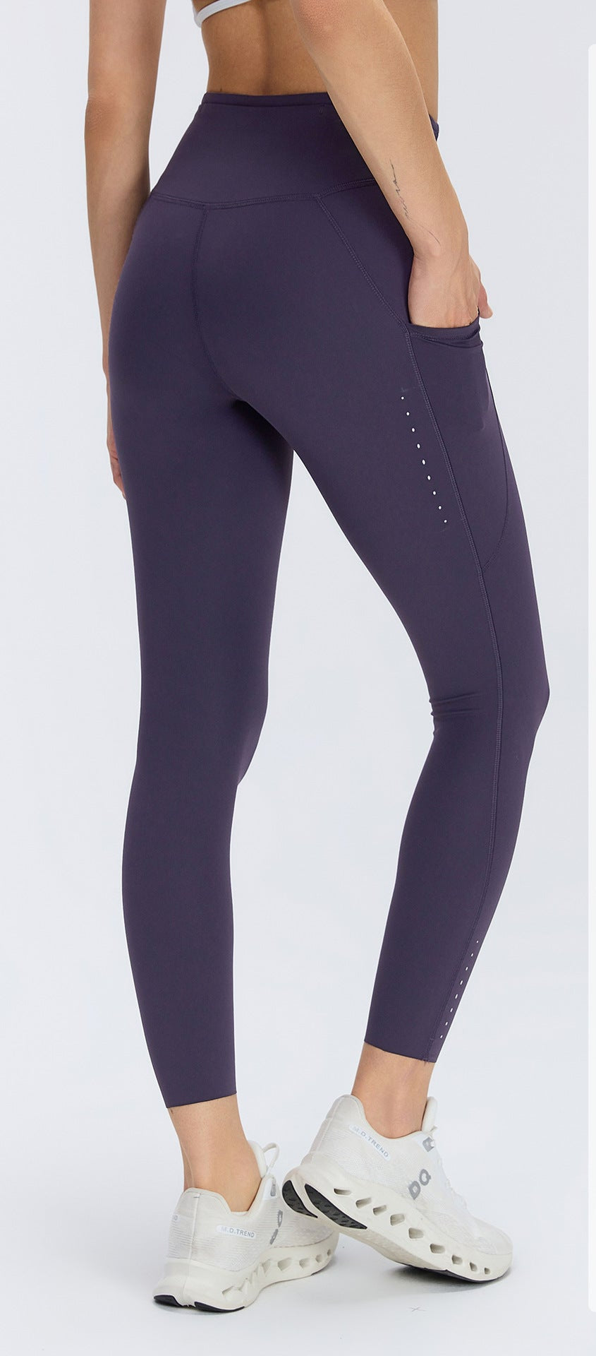 Leggings with Pockets for Women — High Waisted 7/8 Running Fit in Stretch Nylon