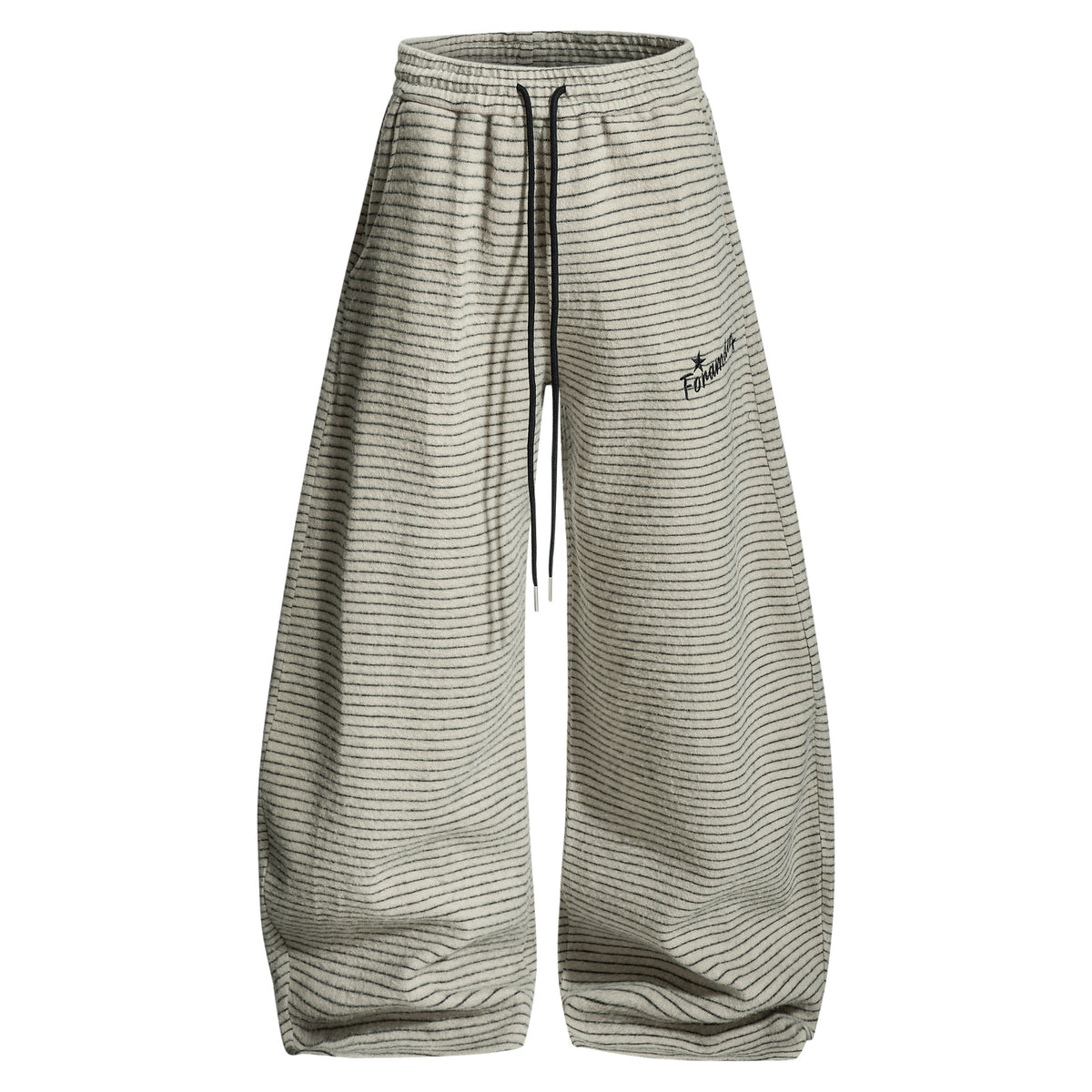 Light striped wide-leg sweatpants with drawstring waistband and relaxed fit
