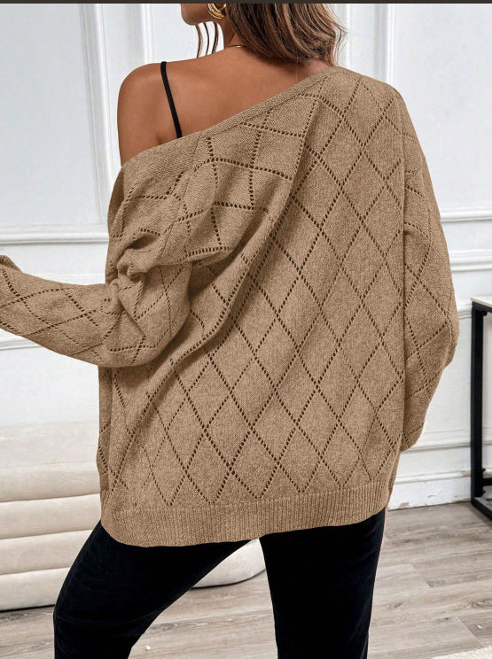 Open Front Cardigan for Women — Oversized Pointelle Knit Style in Wool Blend
