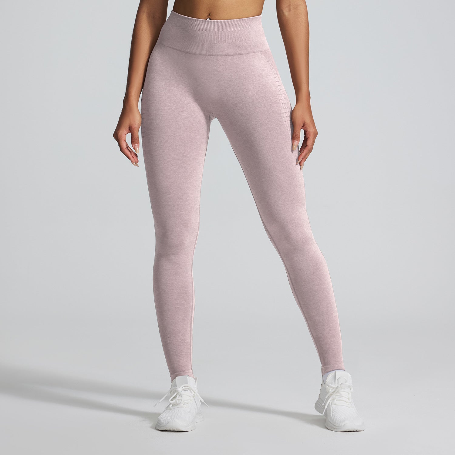 Marled Seamless Leggings for Women — High Waisted Jacquard Knit Fit in Stretch Nylon