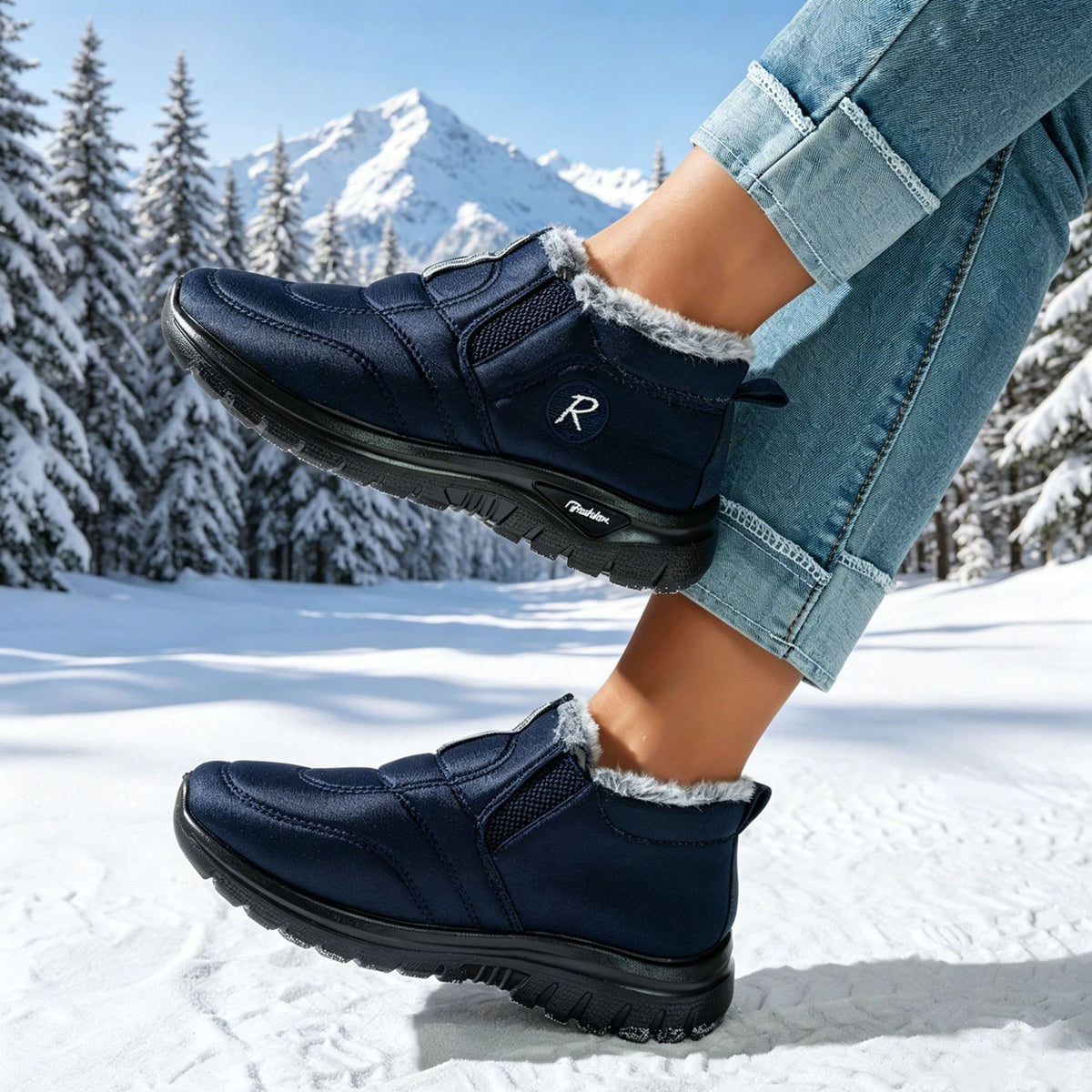 Slip On Winter Boots for Women — Fur Lined Ankle Snow Boots in Faux Suede