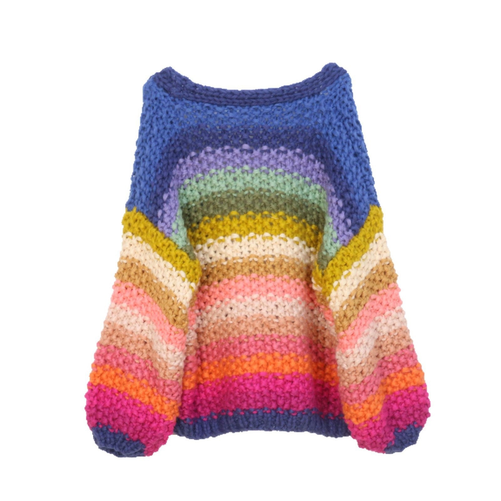 Chunky Knit Cardigan for Women — Oversized Striped Open Front Style in Soft Wool