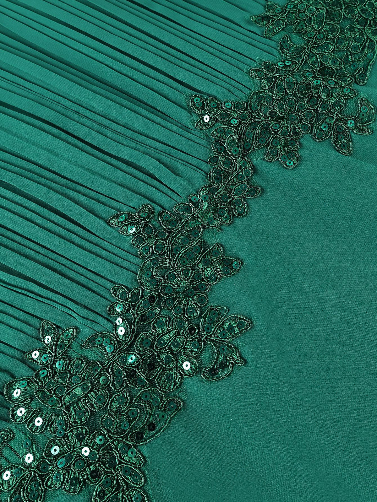 Chiffon Maxi Dress for Women — Pleated Lantern Sleeve Evening Gown with Sequin Waist