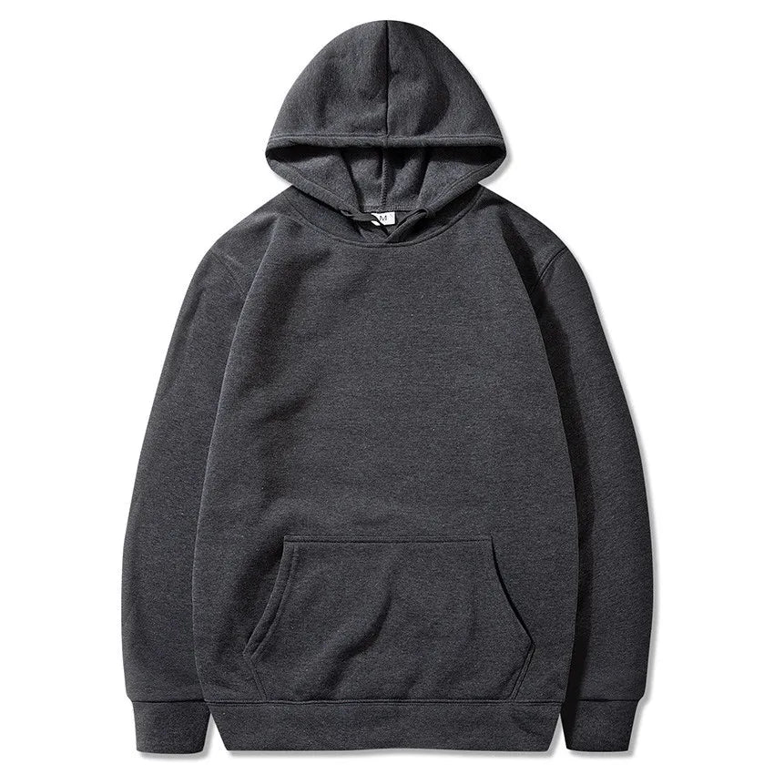 Women's charcoal gray pullover hoodie with a kangaroo pocket and ribbed cuffs