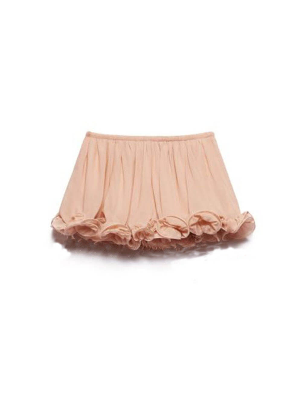 Chiffon ruffle mini skirt in blush pink with soft layered hem