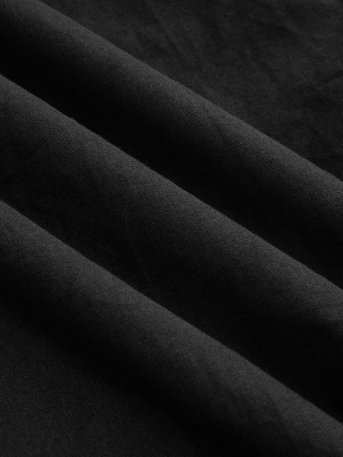 Black woven fabric close-up with fine texture